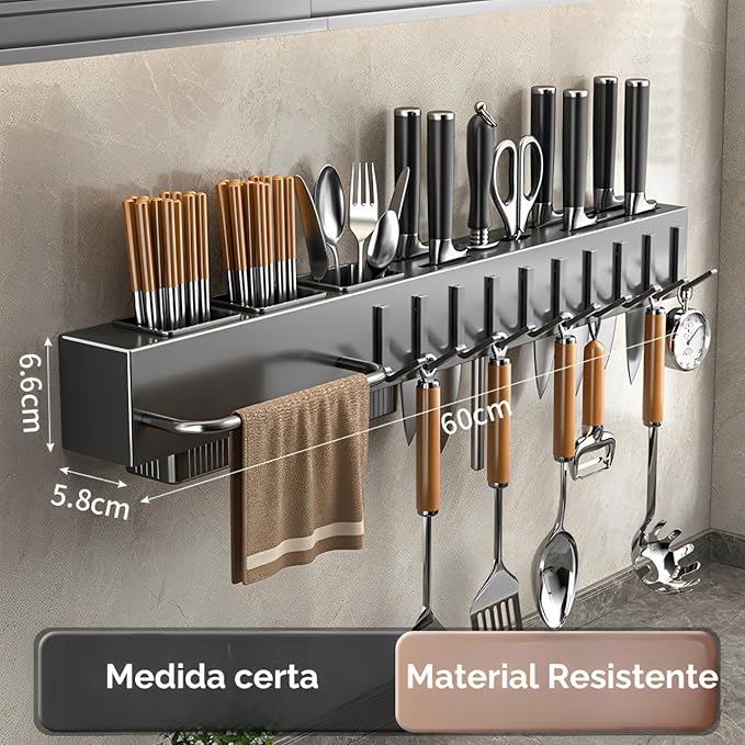 Suporte para facas de cozinha Multifuncional em Aço inoxidável